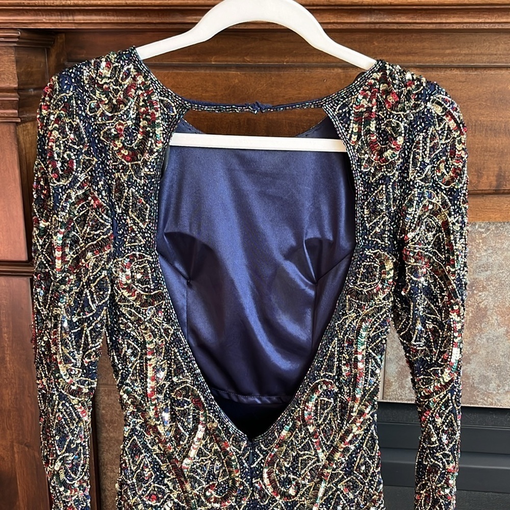 Exquisite fully beaded PRIMAVERA COUTURE long sleeve mini dress formal size 6 - Picture 9 of 16